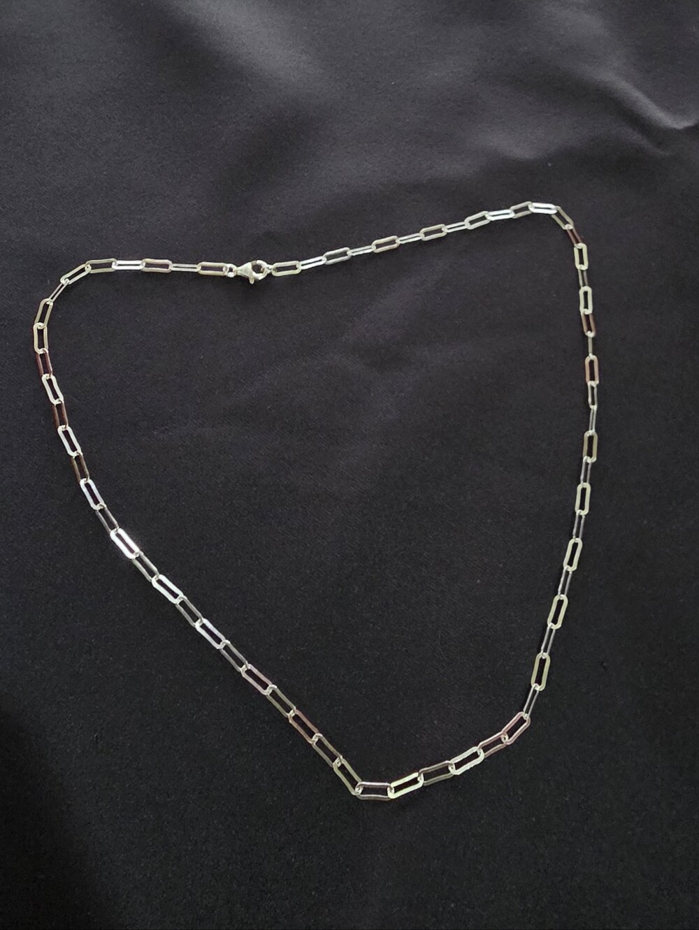Italian 950 Sterling Silver Paperclip Chain Necklace 22"